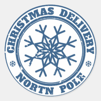 Christmas delivery north pole classic round sticker