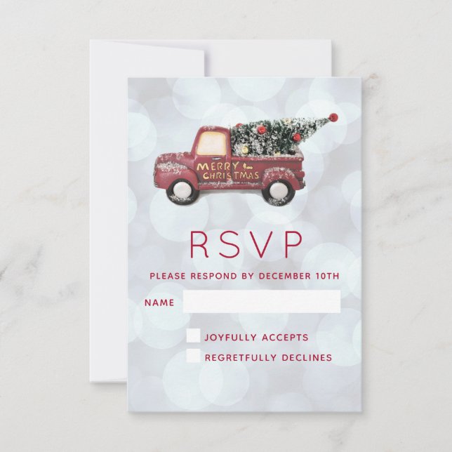 Christmas Delivery Truck with Xmas Tree RSVP Card (Front)