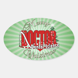 CHRISTMAS Dental Science Oval Sticker