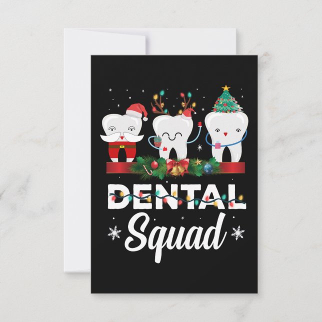 Christmas Dental Squad Clothing Funny Xmas Dentist Thank You Card (Front)