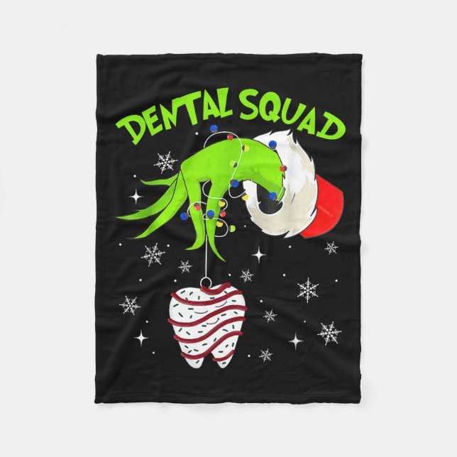 Christmas Dental Squad Cute Dentist Dental Hygieni Fleece Blanket (Front)