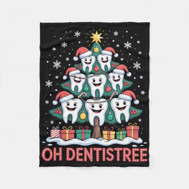 Christmas Dental Squad Oh Dentistree  Fleece Blanket (Front)