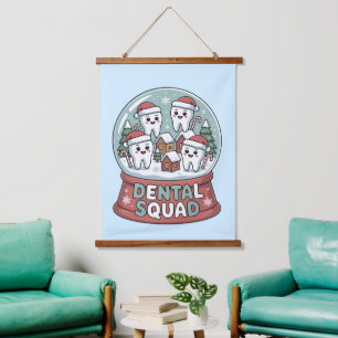 Christmas Dental Squad Snow Globe Cute Holiday Hanging Tapestry