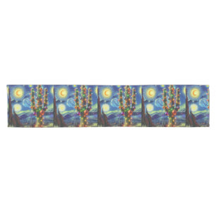 Christmas Desert Saguaro Cactus Holiday Card Short Table Runner