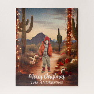 Christmas Desert Southwest Holiday Photo Backdrop Jigsaw Puzzle