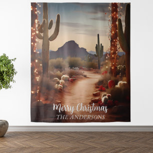 Christmas Desert Southwest Holiday Photo Backdrop Tapestry