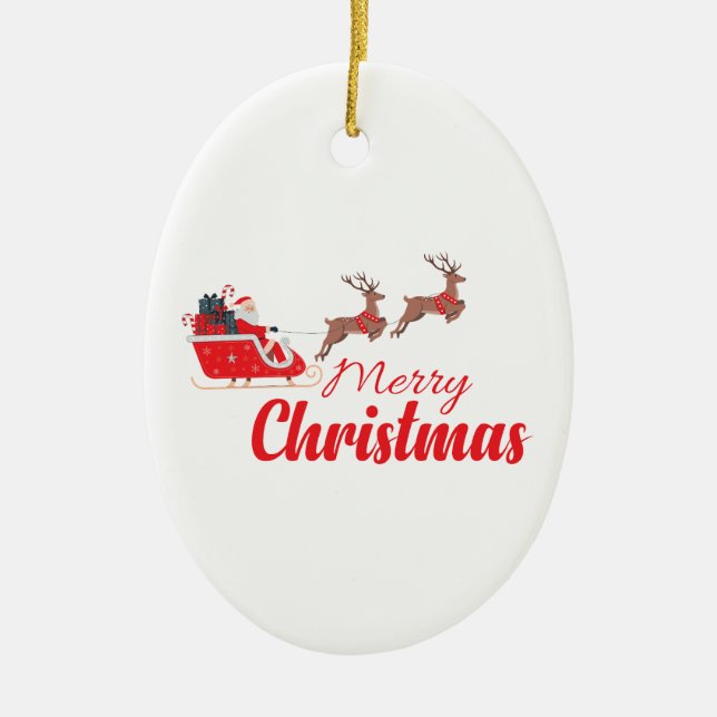 Christmas design and reindeer ceramic tree decoration (Front)