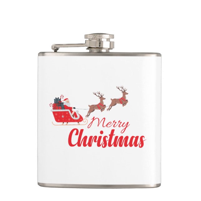 Christmas design and reindeer hip flask (Front)