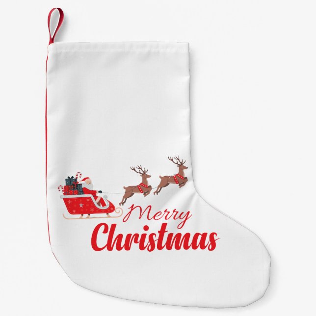 Christmas design and reindeer small christmas stocking (Front)