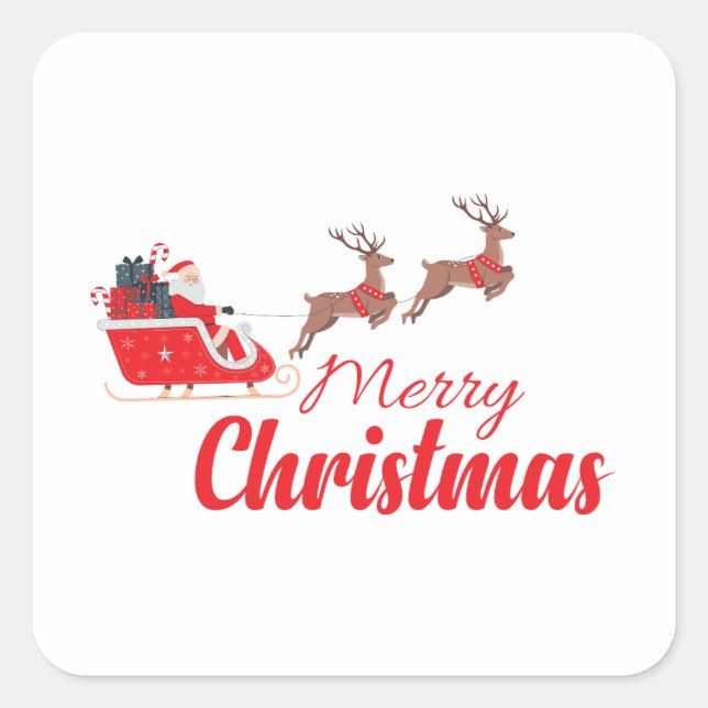 Christmas design and reindeer square sticker (Front)
