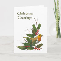 Christmas Design: English Robin, Holly, Berries