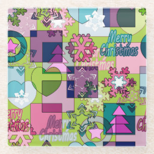 Christmas design glass coaster