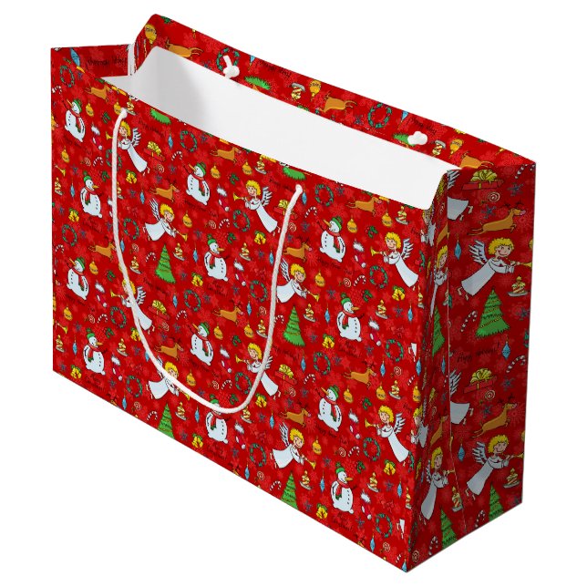 Christmas design large gift bag (Front Angled)