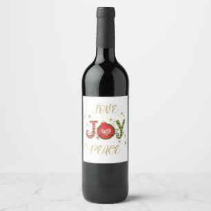 CHRISTMAS DESIGN LOVE JOY PEACE WITH CHRISTMAS LIG WINE LABEL