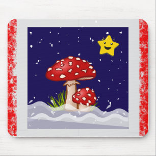 Christmas design mushrooms mouse mat