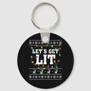Christmas Design Quote - Let's Get Lit Key Ring
