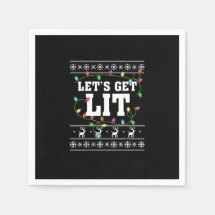 Christmas Design Quote - Let's Get Lit Napkin