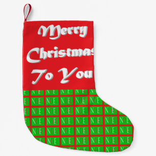 Christmas Design red green with large text Small Christmas Stocking
