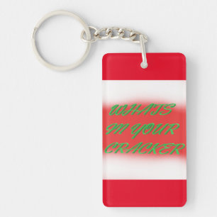 Christmas design red white and green key ring