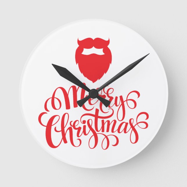 Christmas design Santa beard Round Clock (Front)