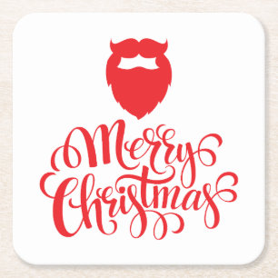 Christmas design Santa beard Square Paper Coaster