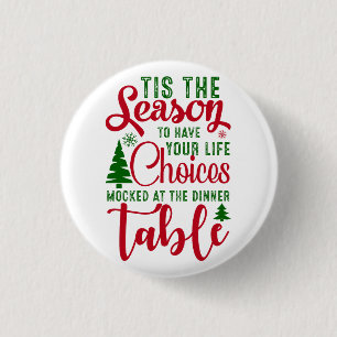 Christmas design season of choices 3 cm round badge