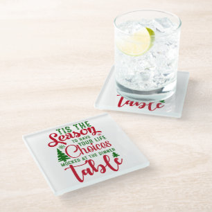Christmas design season of choices glass coaster