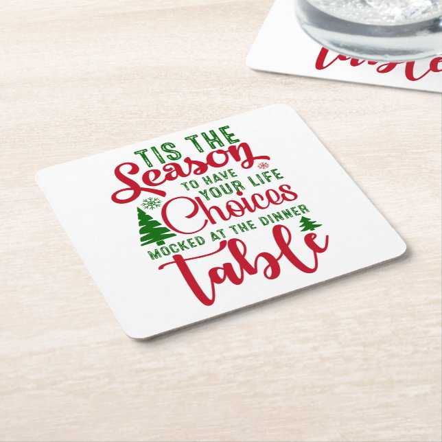 Christmas design season of choices square paper coaster (Angled)