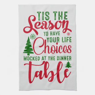 Christmas design season of choices tea towel