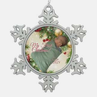 Christmas Design Snowflake Pewter Christmas Ornament