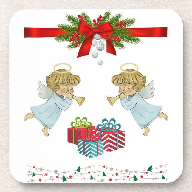 Christmas design with angels coaster (Front)