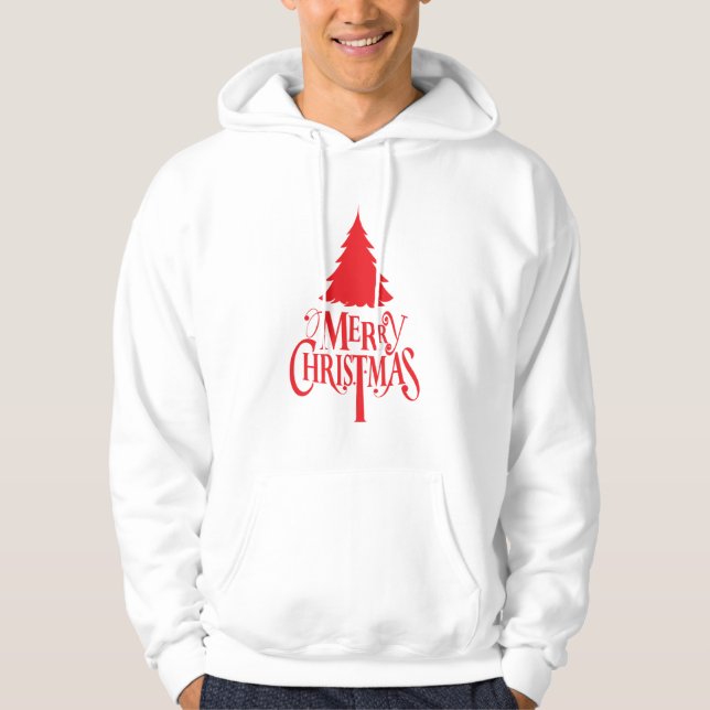 Christmas design with red tree hoodie (Front)