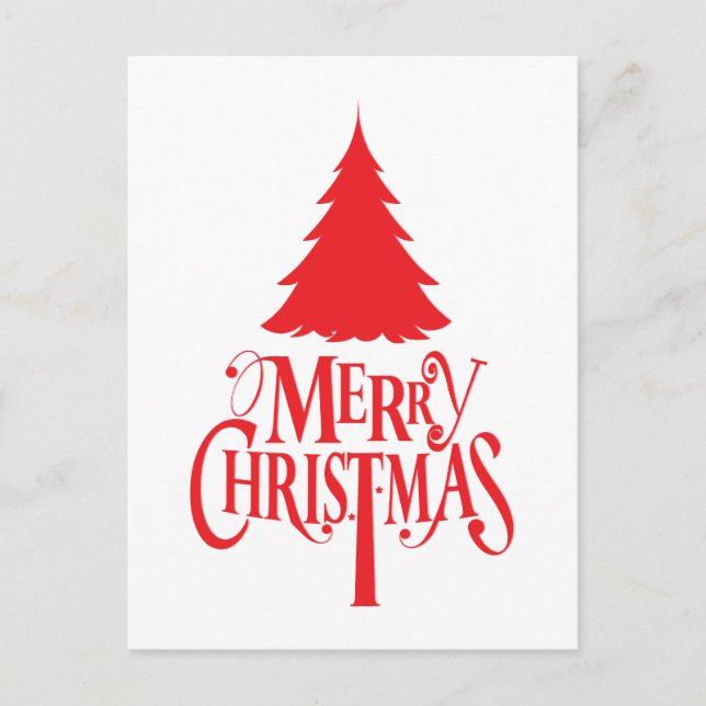 Christmas design with red tree postcard (Front)