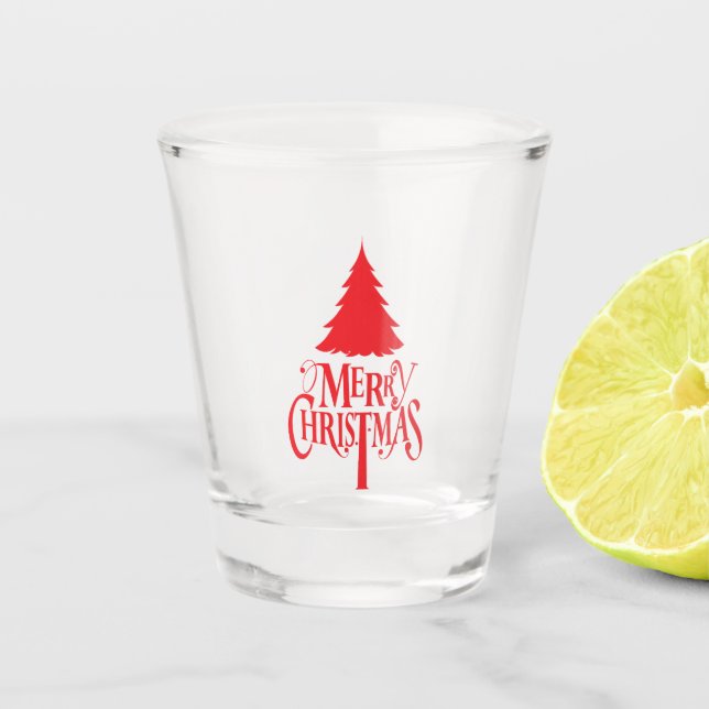 Christmas design with red tree shot glass (Front)