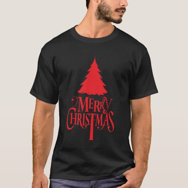 Christmas design with red tree T-Shirt (Front)