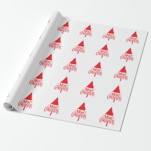 Christmas design with red tree wrapping paper