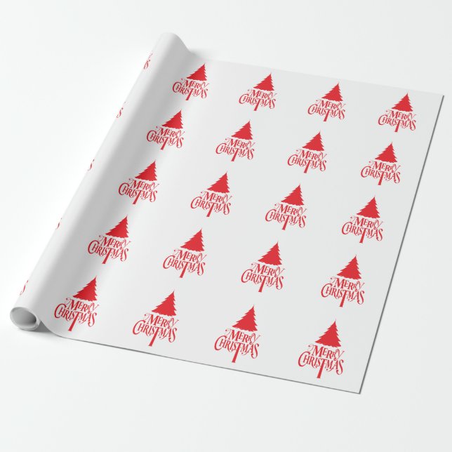 Christmas design with red tree wrapping paper (Unrolled)