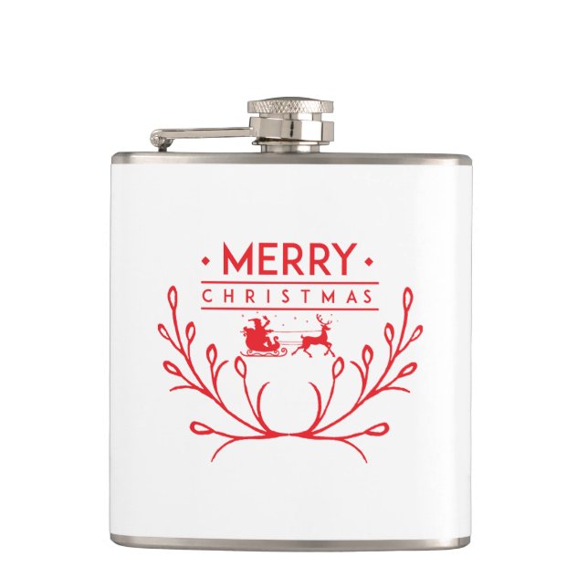 Christmas design with reindeer hip flask (Front)