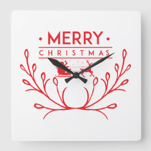 Christmas design with reindeer square wall clock