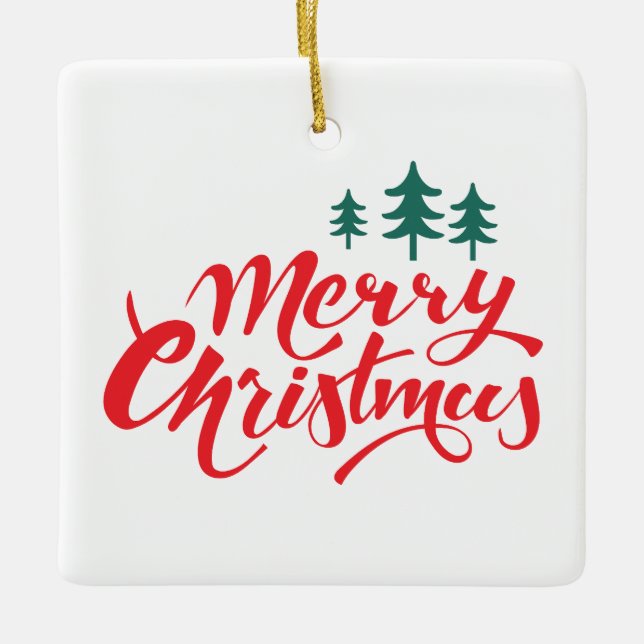 Christmas design with trees ceramic ornament (Front)
