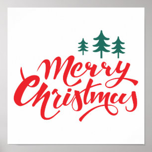 Christmas design with trees poster