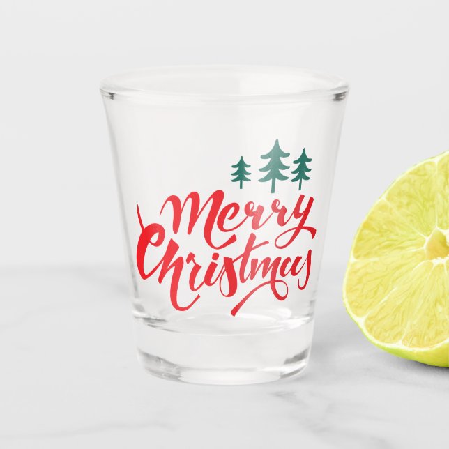 Christmas design with trees shot glass (Front)
