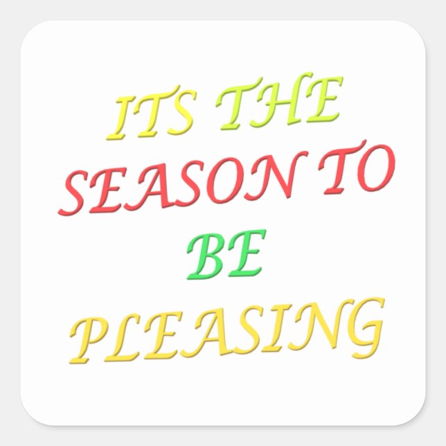 CHRISTMAS DESIGN WORDS FOUR COLORS SQUARE STICKER (Front)
