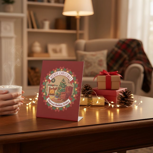 Christmas Desk Stand  Merry & Bright Holiday Decor Pedestal Sign (Creator Uploaded)