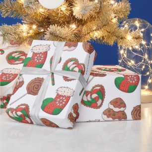 Christmas Desserts and Stockings Wrapping Paper