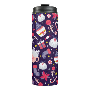 Christmas desserts, vintage starry pattern. thermal tumbler