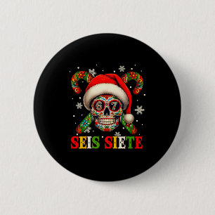 Christmas Dia De Los Muertos Sugar Skull Seis Siet 6 Cm Round Badge
