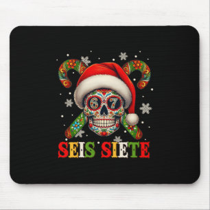 Christmas Dia De Los Muertos Sugar Skull Seis Siet Mouse Mat