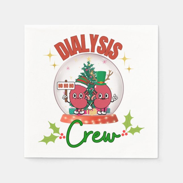 Christmas Dialysis Crew Nurse Tech Matching Napkin (Front)