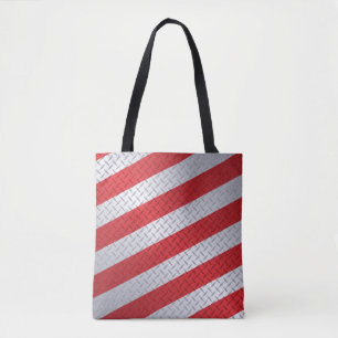 Christmas Diamondplate with Red Stripes Tote Bag